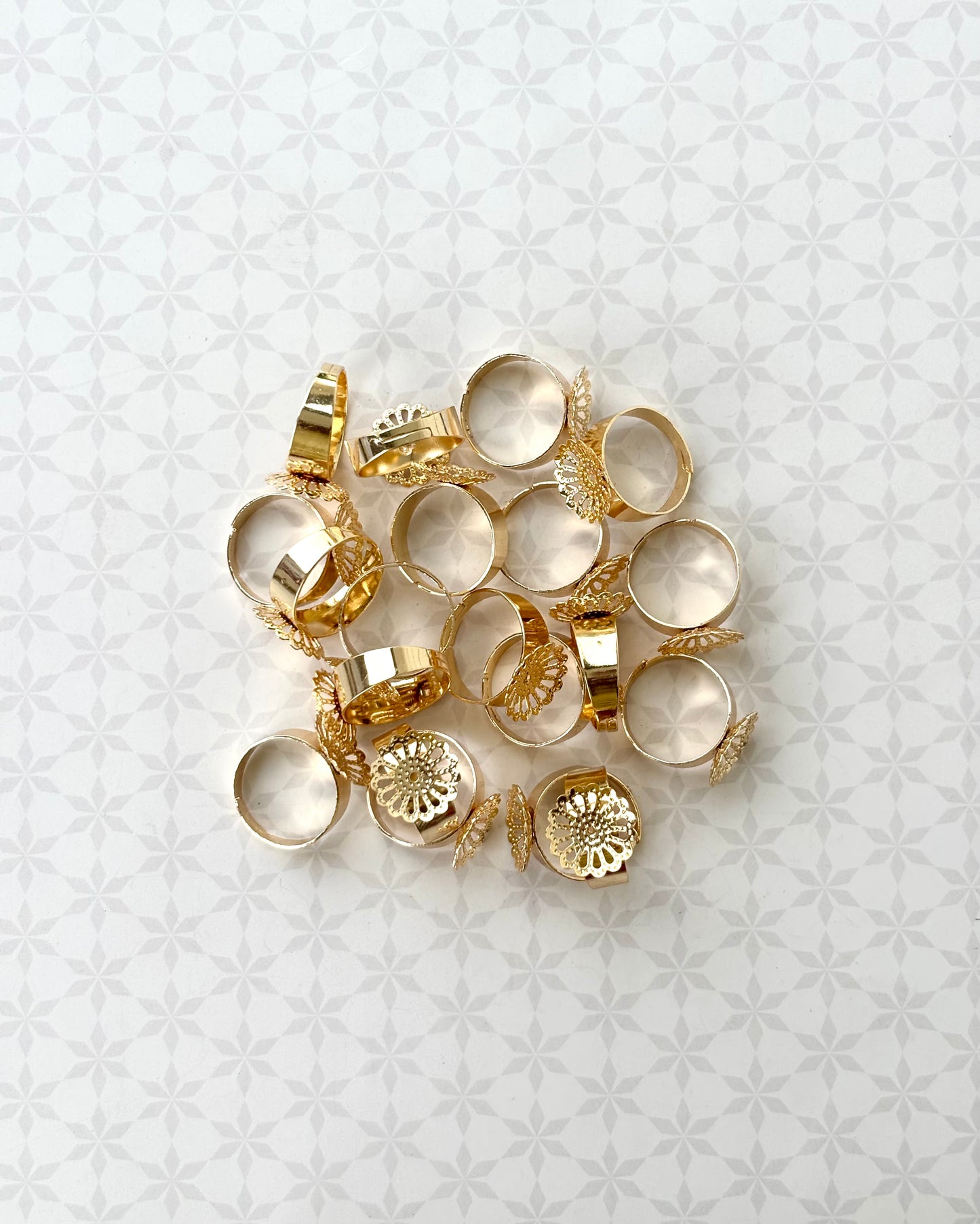 Gold Floral Adjustable Ring Bases