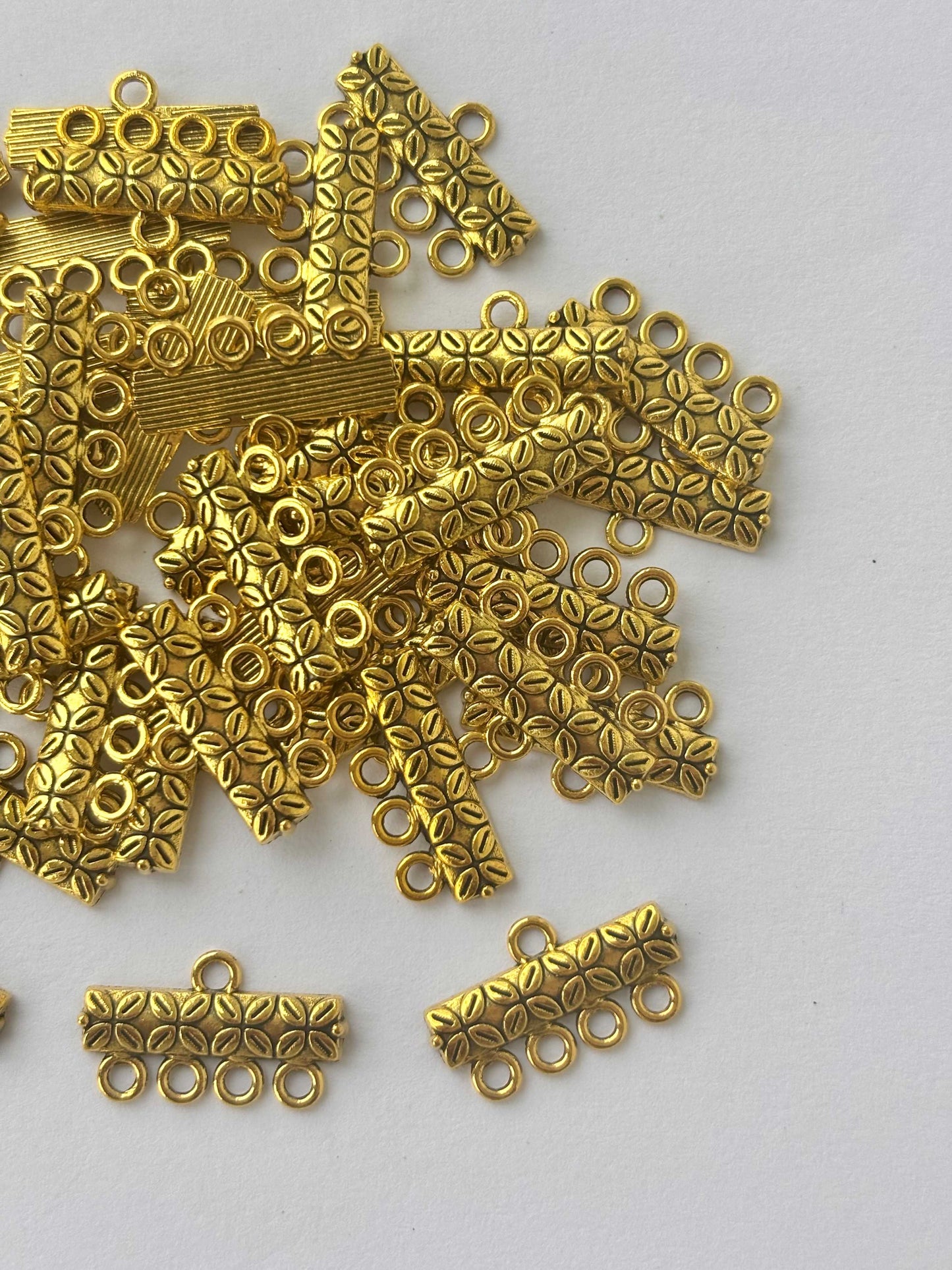 Gold Finished Textured Four Hole Spacer Connectors