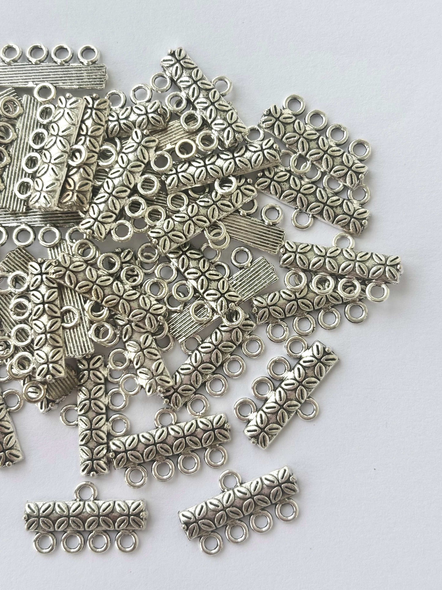 Silver Finished Textured Four Hole Spacer Connectors