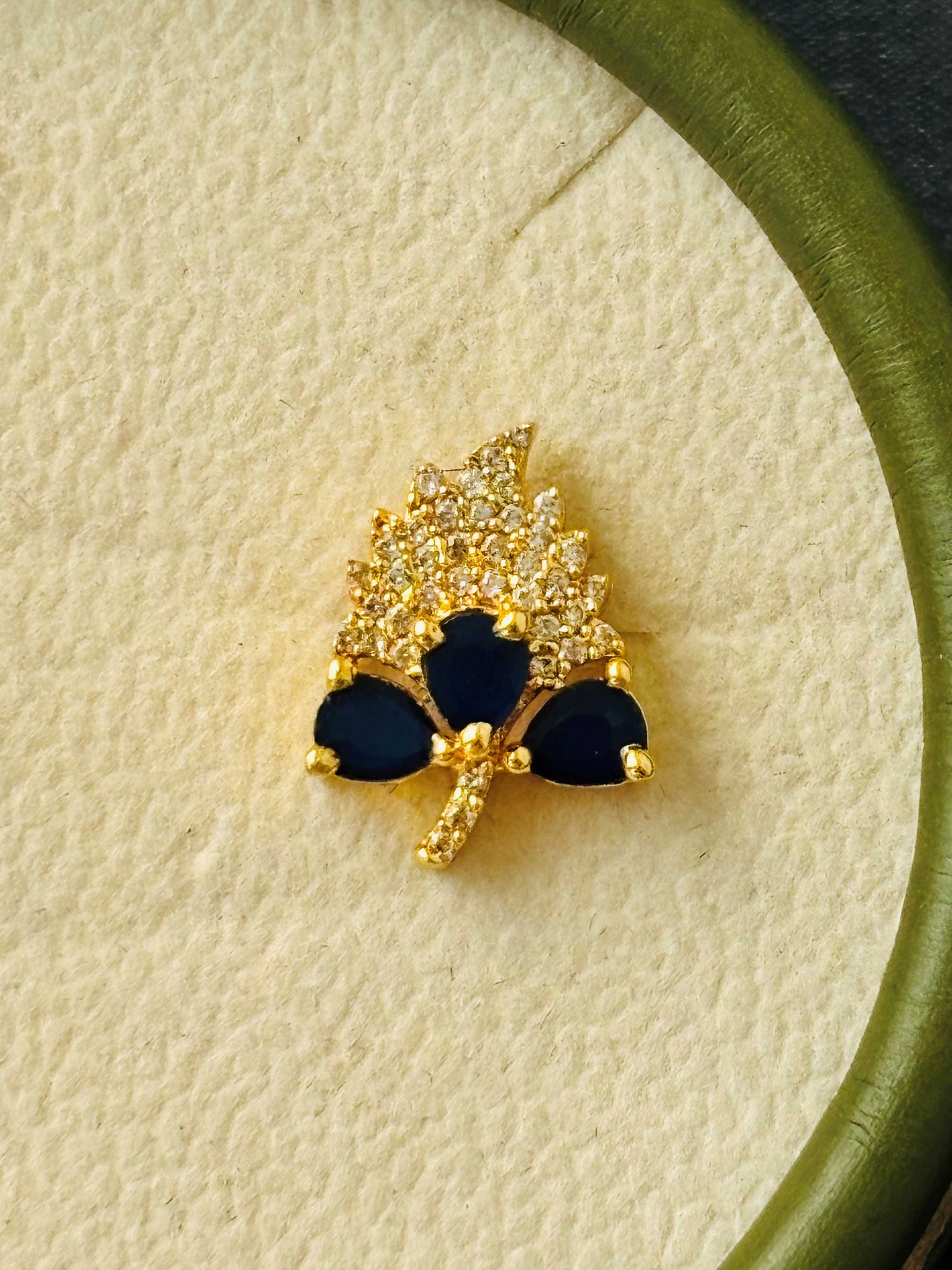 Grape Leaf Sapphire Blue AD/CZ Studs
