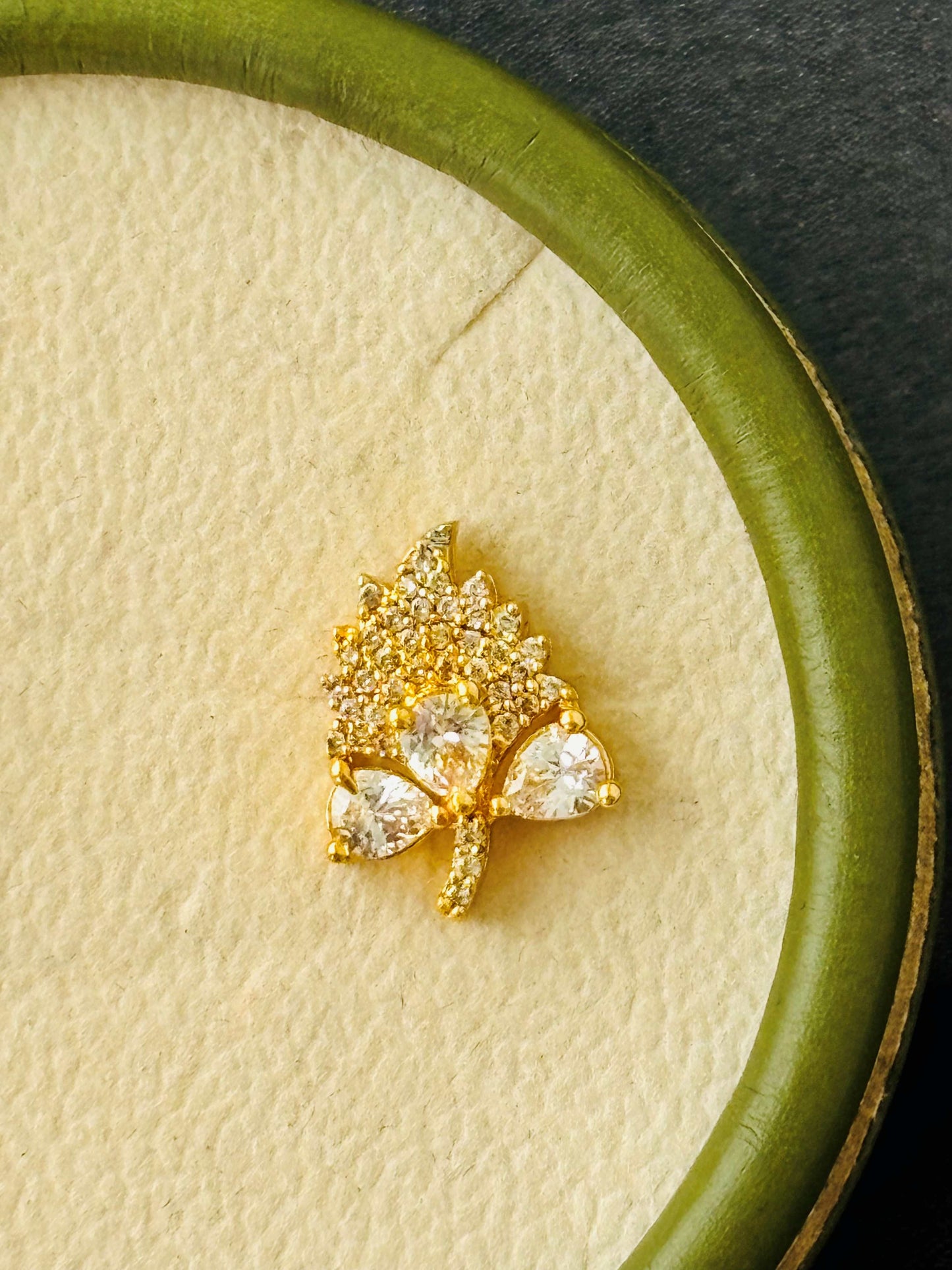 Grape Leaf White Stone AD/CZ Studs