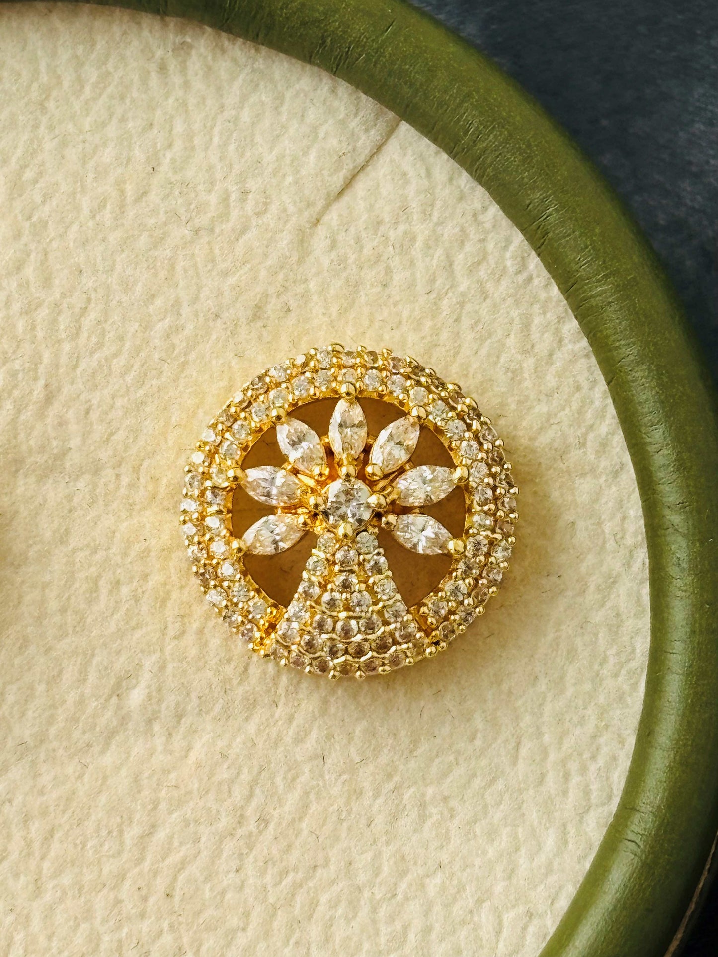 Round Peridot White Tree-Inspired AD/CZ Studs