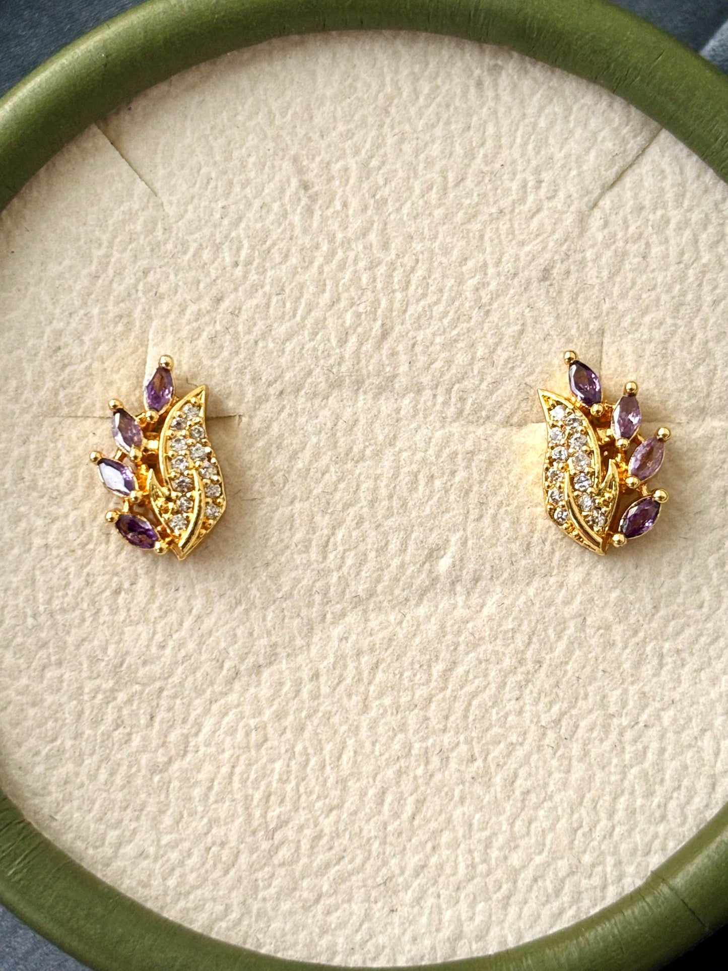 Gold-Plated Purple Amethyst CZ Studs