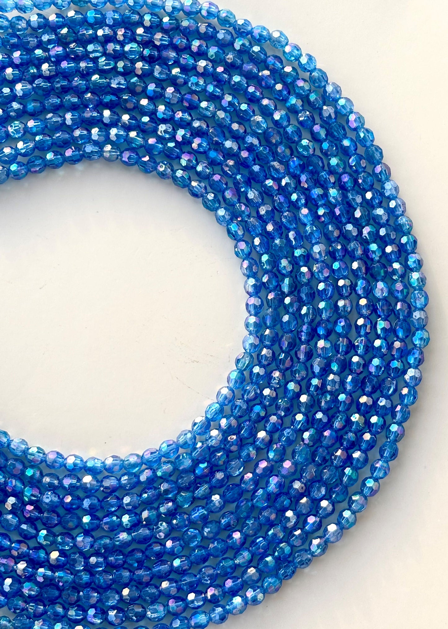Iridescent Blue AB Faceted Oval Beads for Jewelry Making