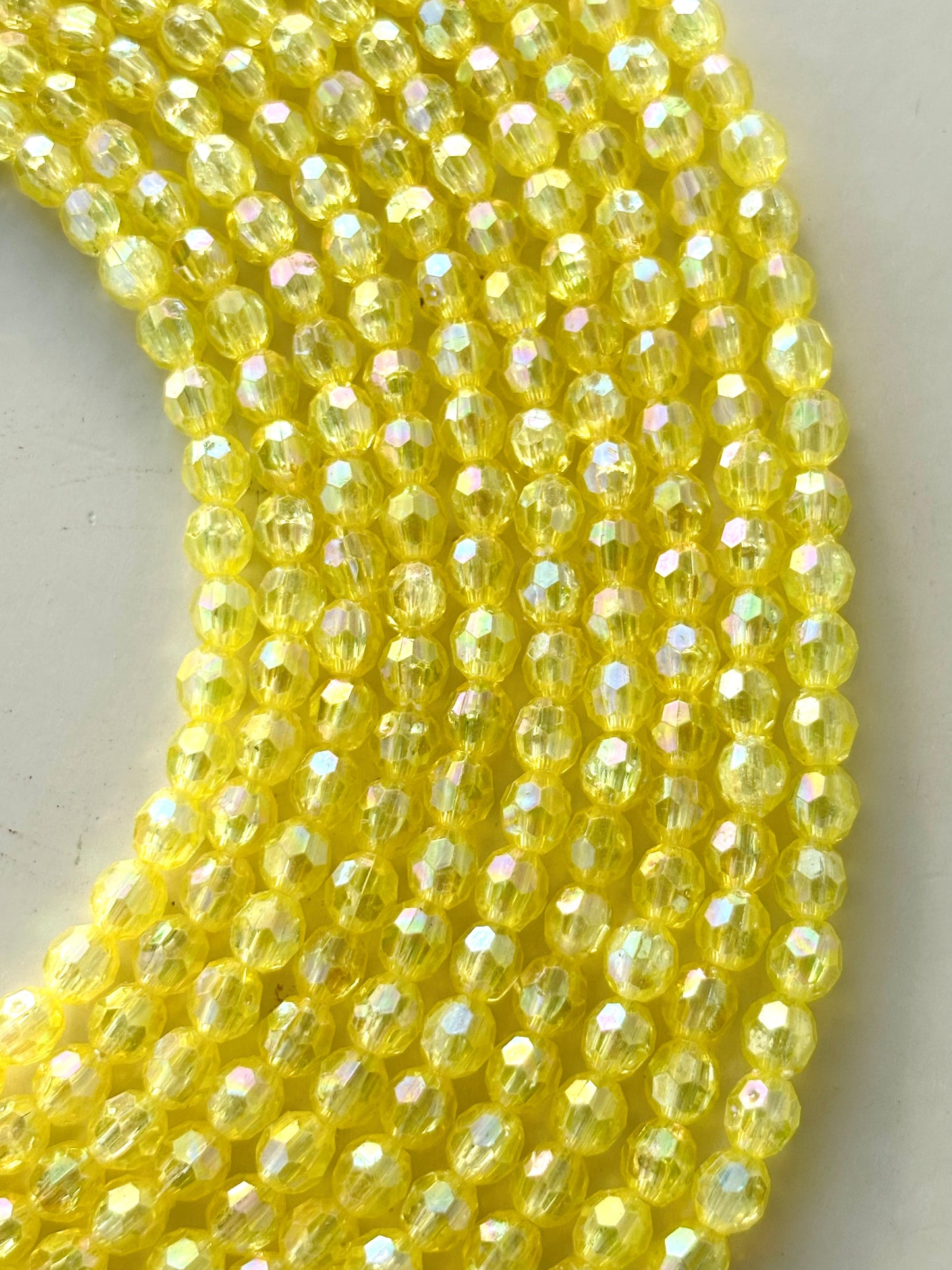 Iridescent Yellow Faceted Oval Beads for Jewelry Making
