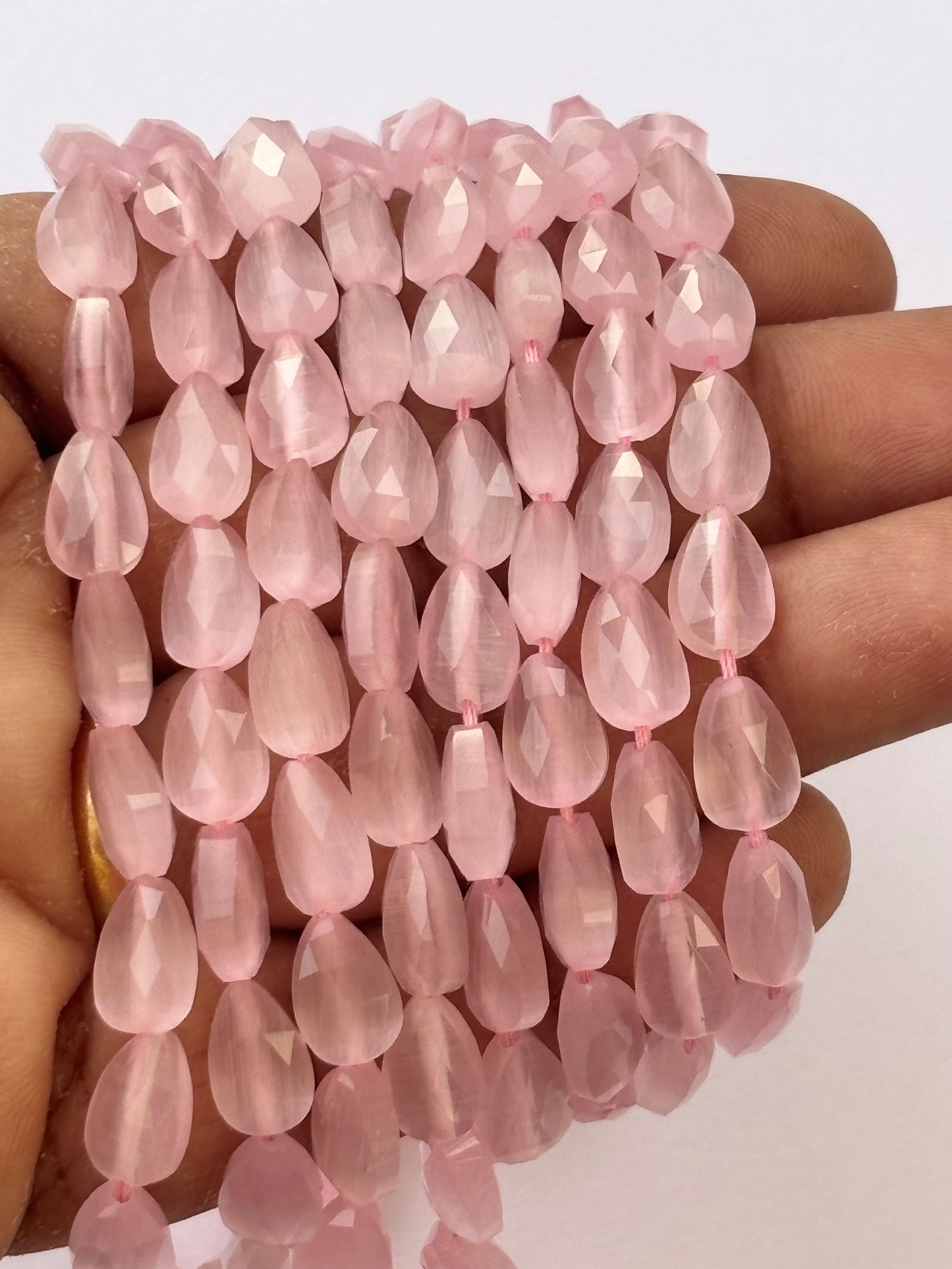 Pink Agate Faceted Teardrop Beads for Jewelry Making