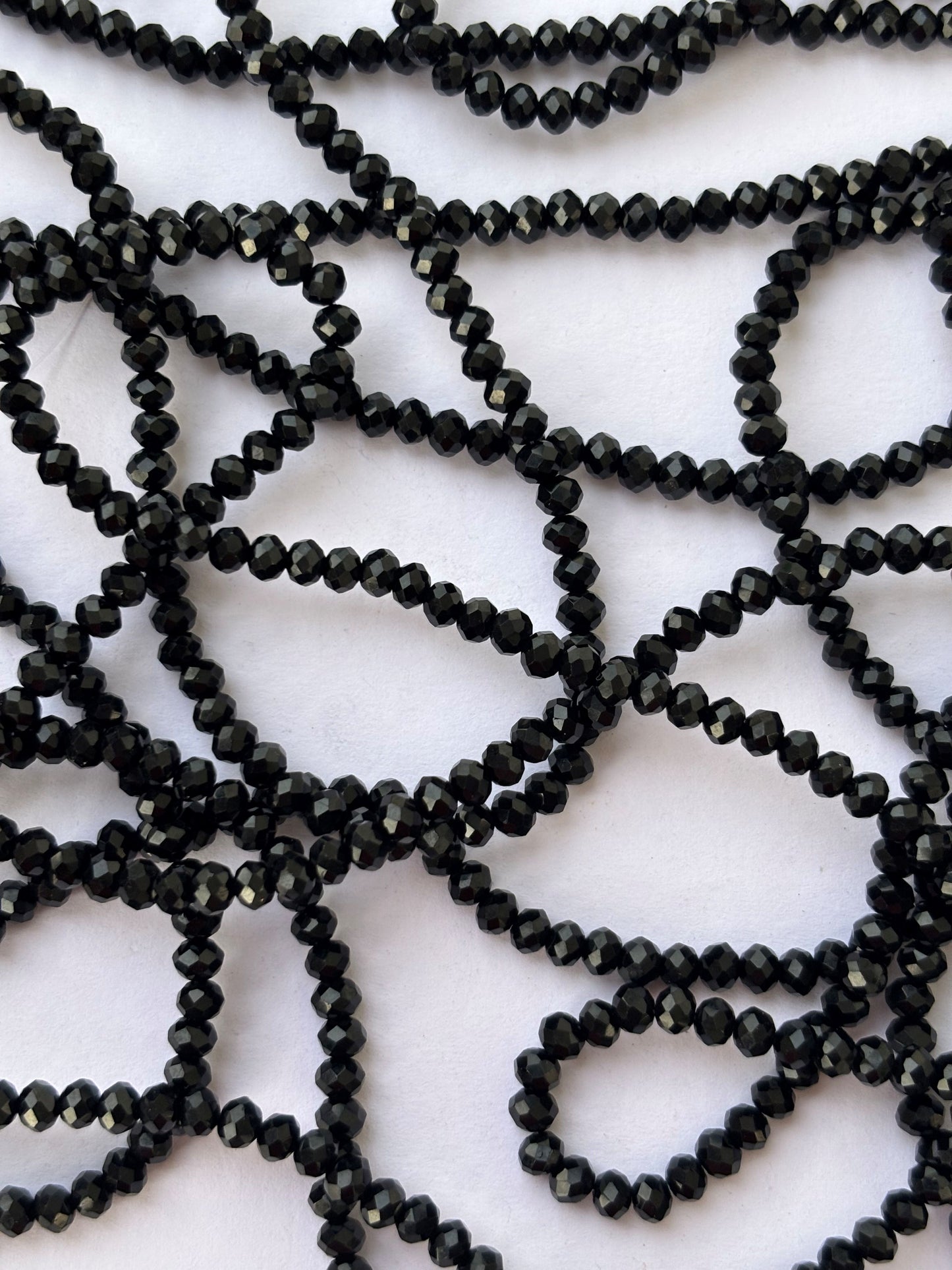 Black Faceted Rondelle Glass Beads 4MM for Jewelry Making