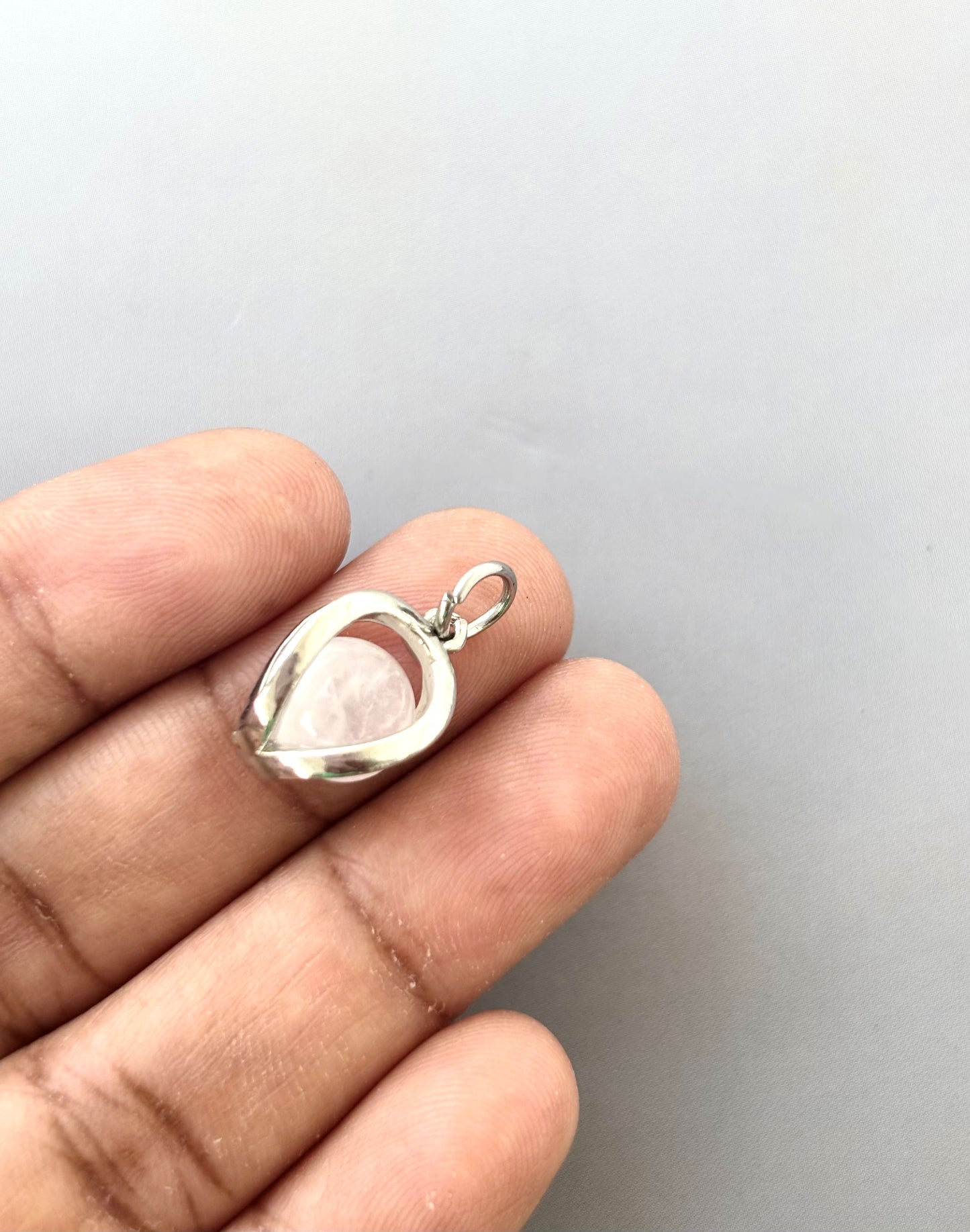 Tiny Rose Quartz Teardrop Pendant