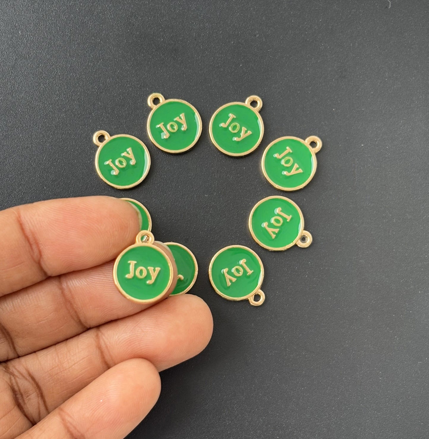 Four Pieces Enamelled Charms - Green Joy Charms