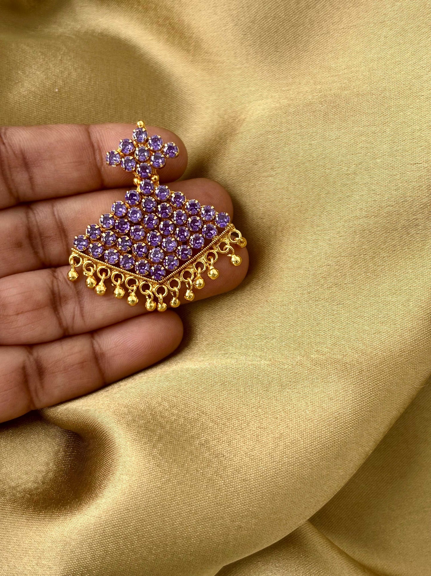 Large Gold Plated Lavender Floral Pendant