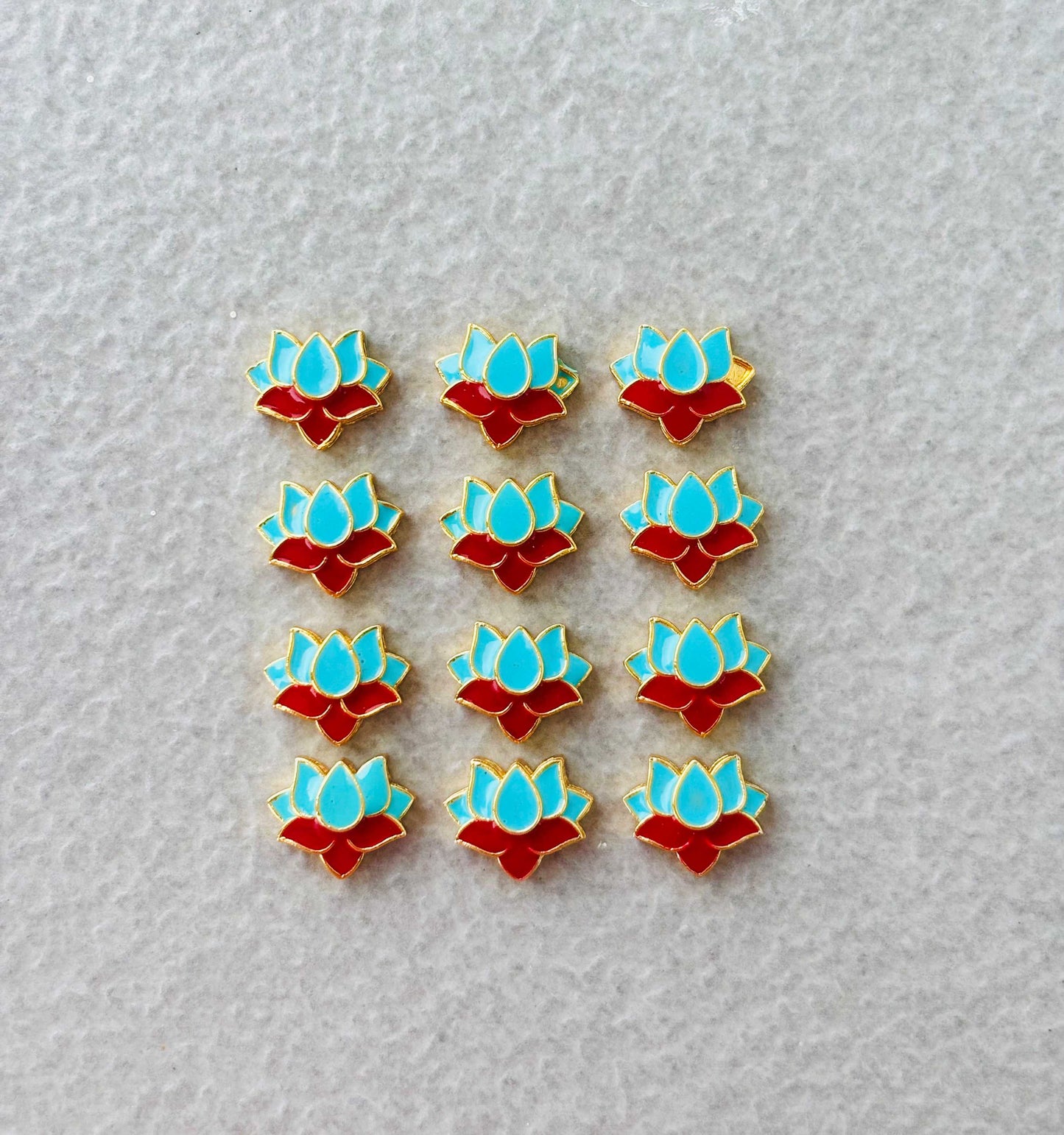 Sky Blue and Red Lotus Meenakari Connectors