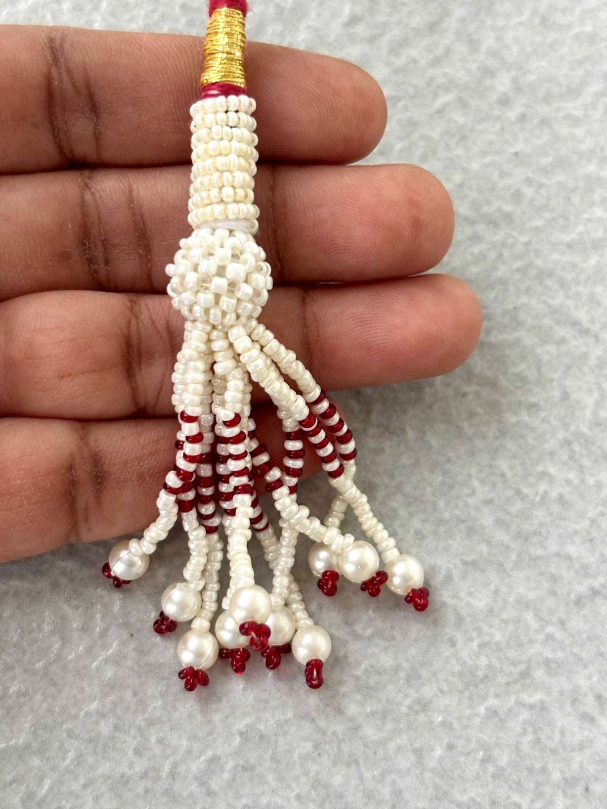 Gold & Maroon Thread Necklace Dori