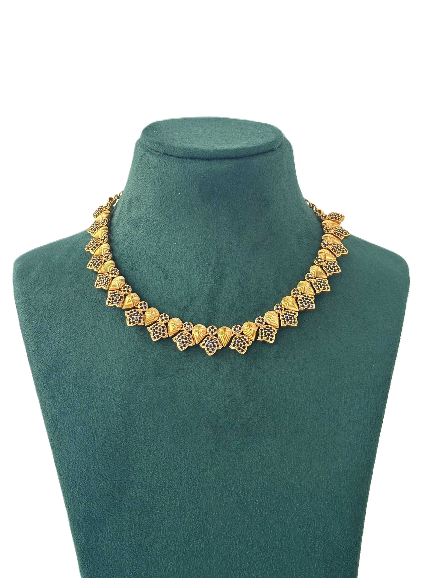 Gold-Plated Leaf Motif Choker Necklace Set