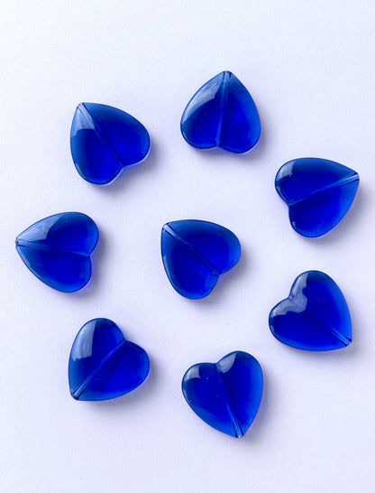 Blue Glass Heart Beads For Jewelry Making