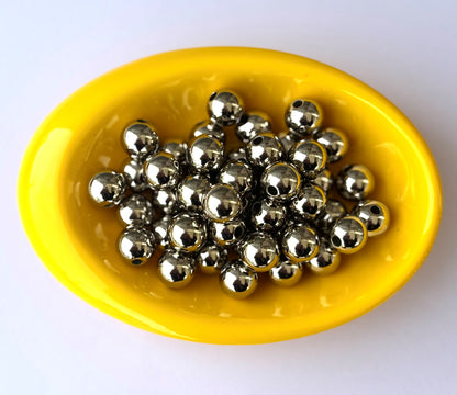 Lightweight Silver Tone CCB Round Beads 10MM