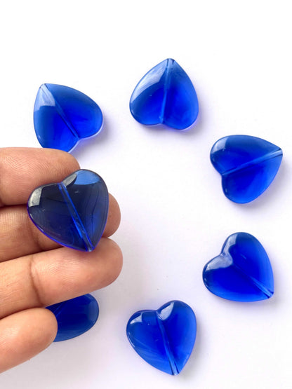 Blue Glass Heart Beads For Jewelry Making