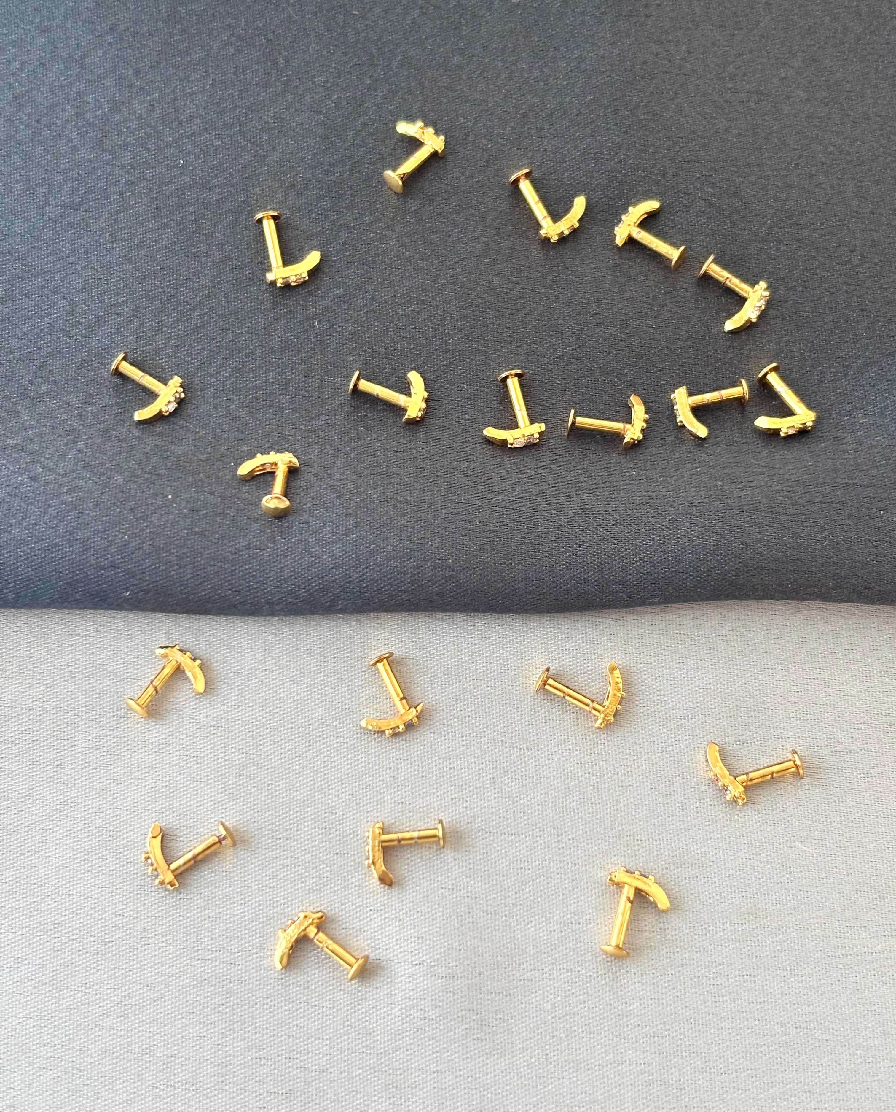 Gold-Plated White Stone J-Stud Earrings
