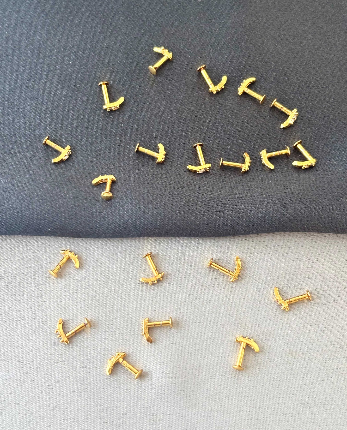 Gold-Plated White Stone J-Stud Earrings