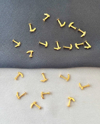 Gold-Plated White Stone J-Stud Earrings
