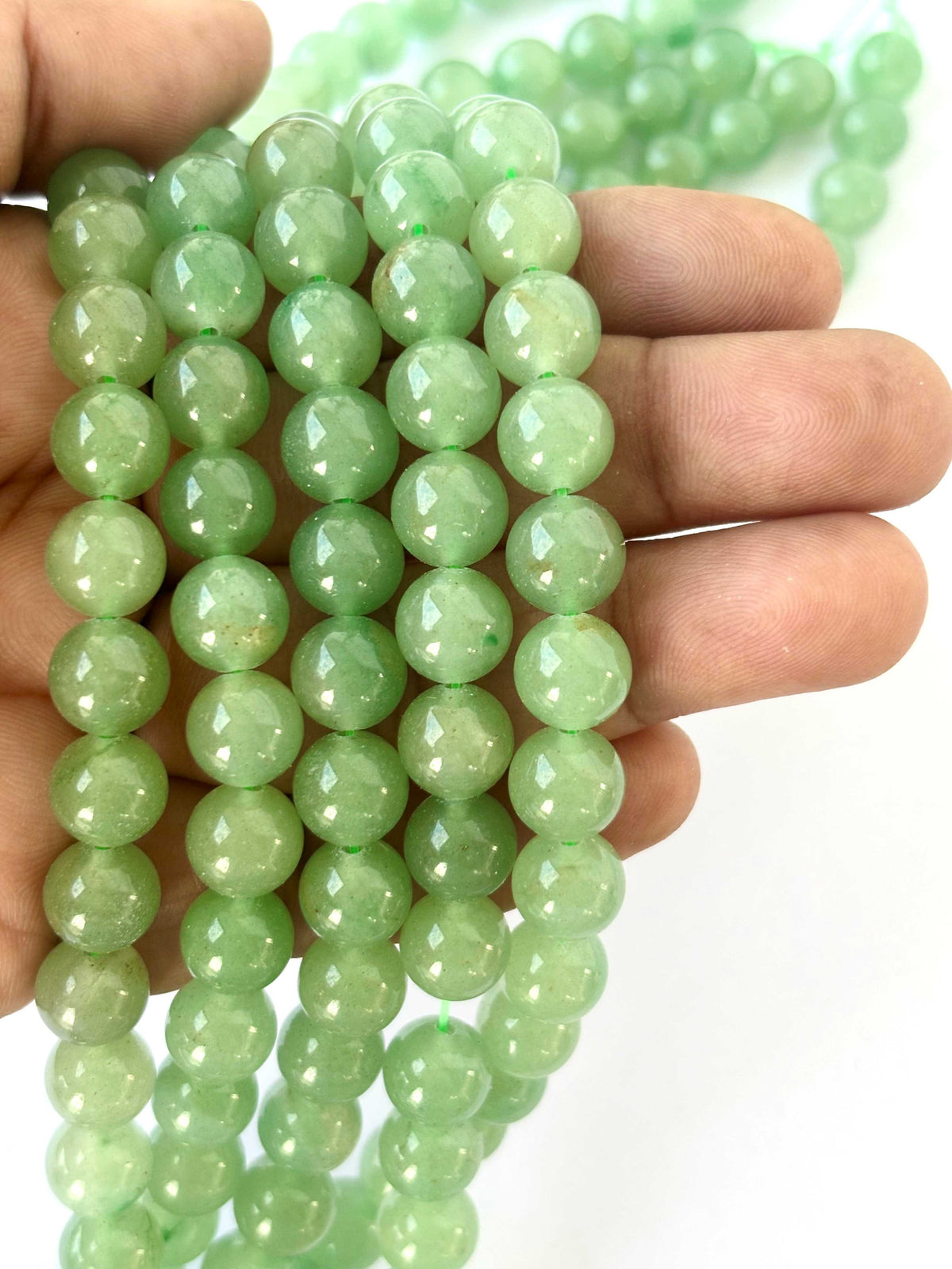 Smooth Natural Green Aventurine Beads