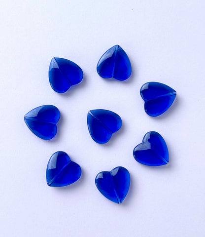 Blue Glass Heart Beads For Jewelry Making