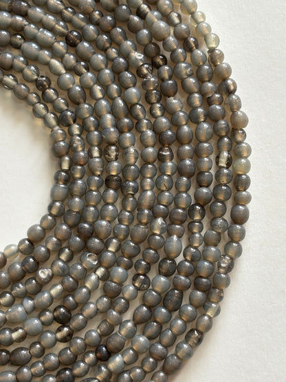 Uneven Grey Glass Beads 4MM