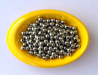 Lightweight Silver Tone CCB Round Beads 6MM