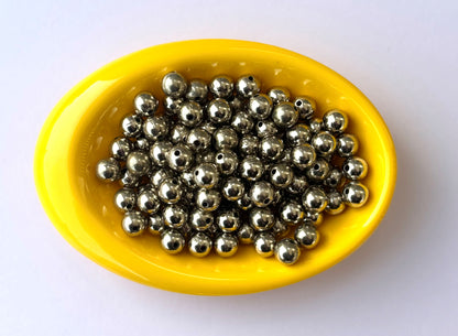 Lightweight Silver Tone CCB Round Beads 8MM