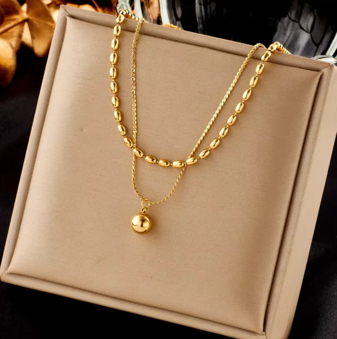 Double_Layered Ball Pendant Necklace
