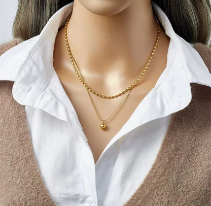 Double_Layered Ball Pendant Necklace