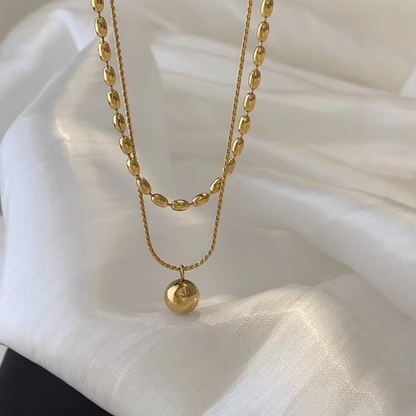 Double_Layered Ball Pendant Necklace