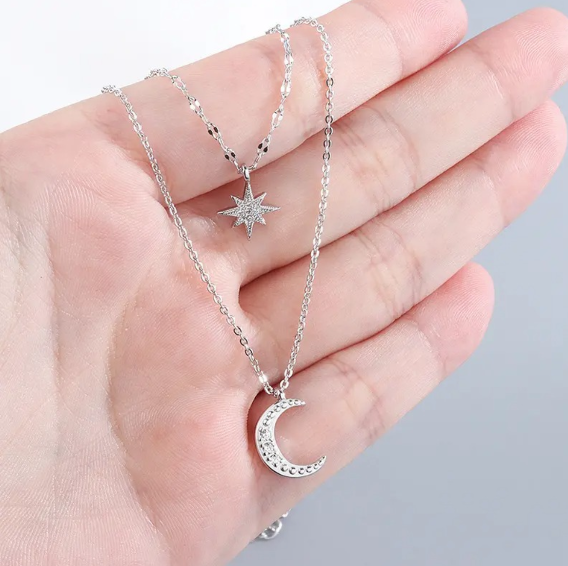 The Moon and Star Dual Chain Necklace