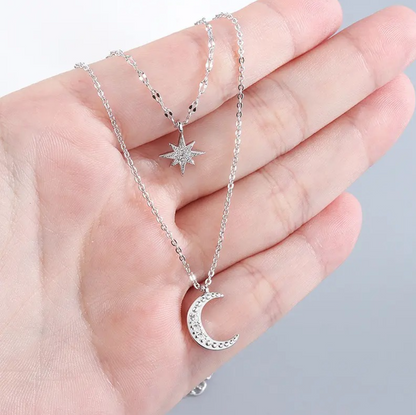 The Moon and Star Dual Chain Necklace