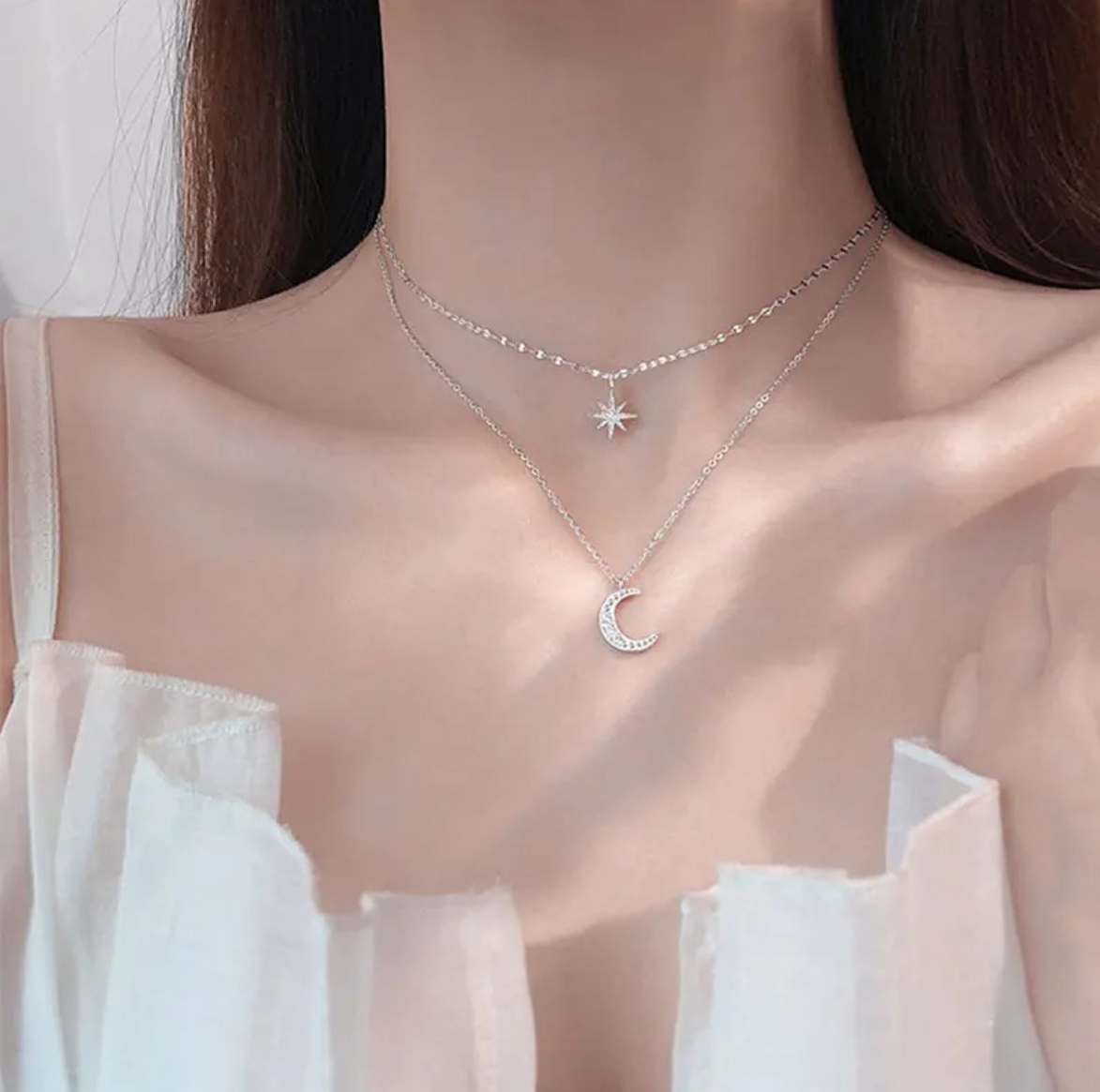 The Moon and Star Dual Chain Necklace