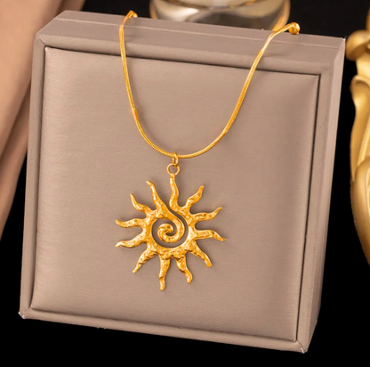 Spiral Sun Pendant Necklace
