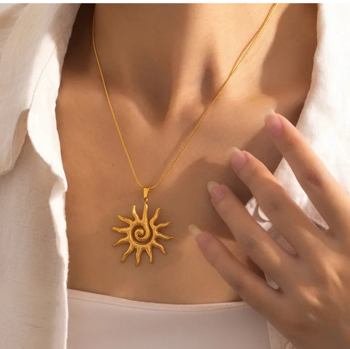 Spiral Sun Pendant Necklace