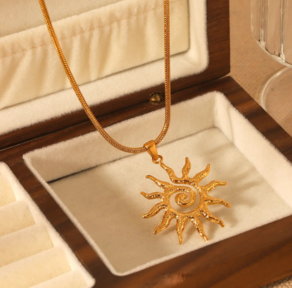 Spiral Sun Pendant Necklace