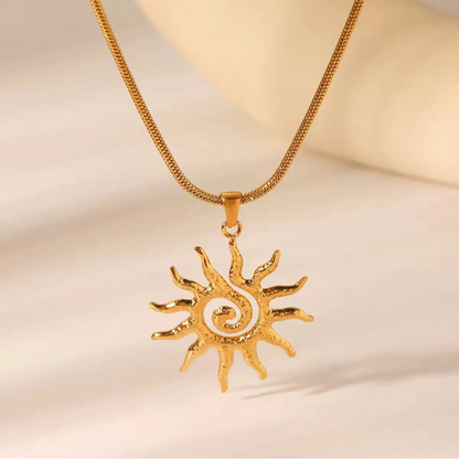 Spiral Sun Pendant Necklace