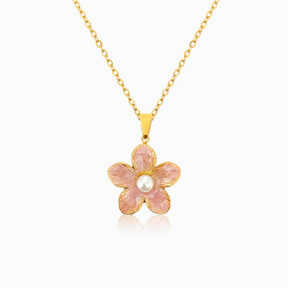 Pink Flower Pendant Necklace