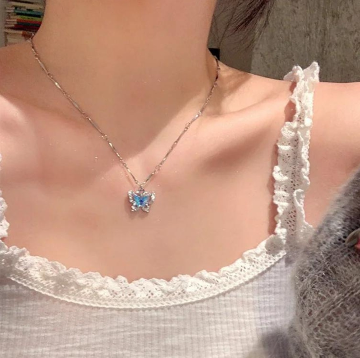 Blue Butterfly Necklace