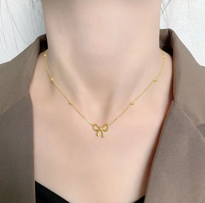 Beads Chain Bow Necklace