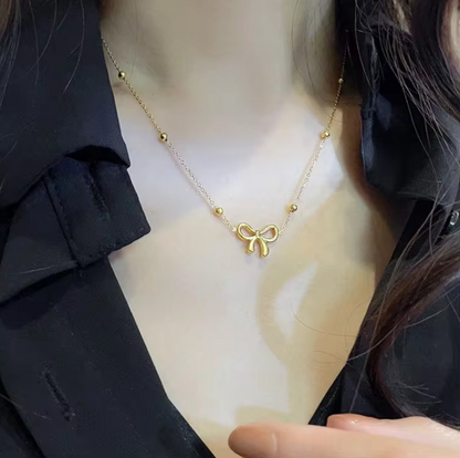 Beads Chain Bow Necklace