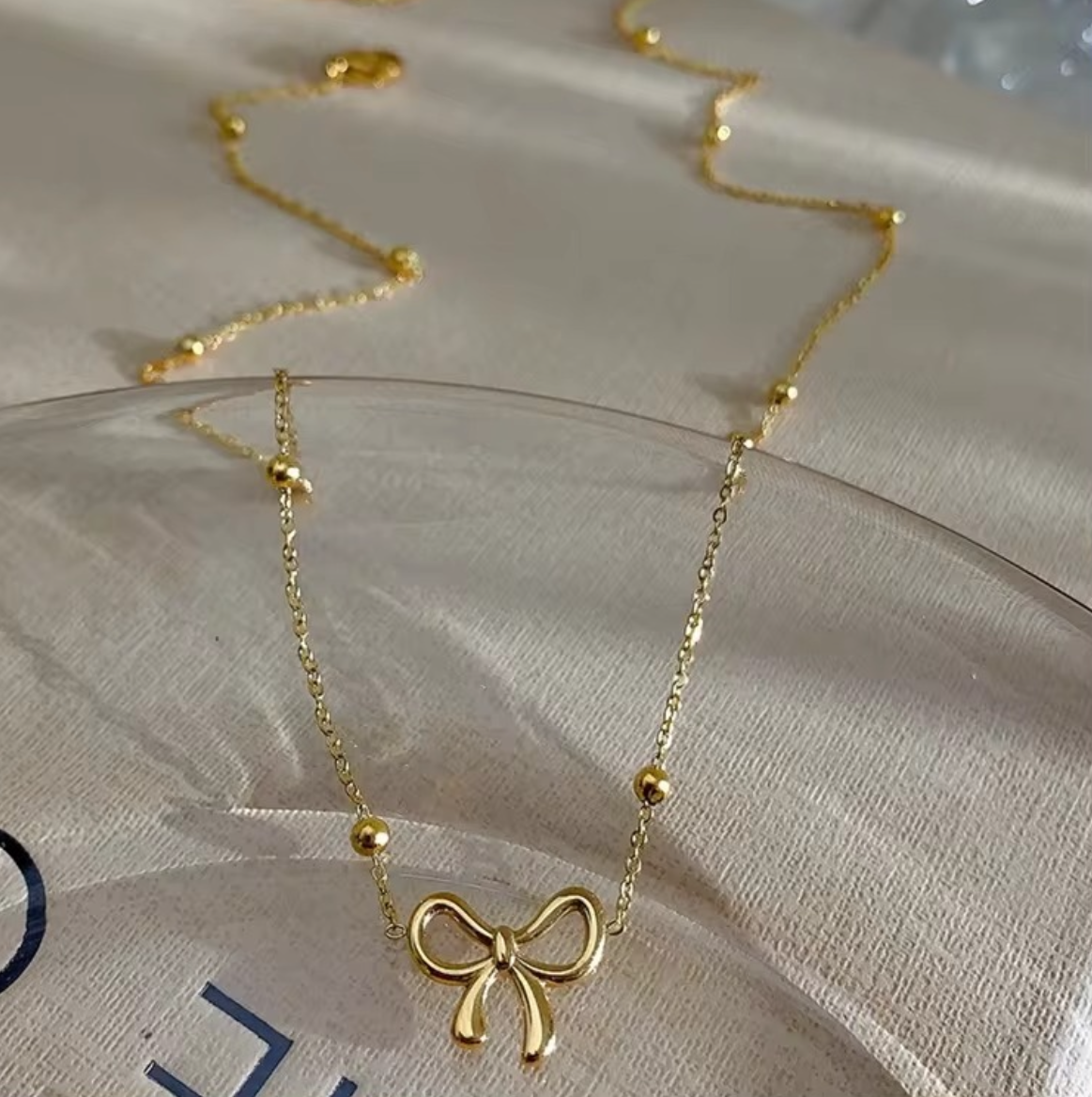 Beads Chain Bow Necklace