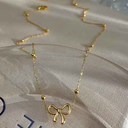 Beads Chain Bow Necklace