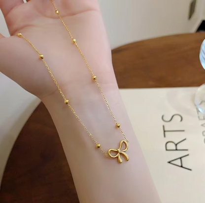 Beads Chain Bow Necklace