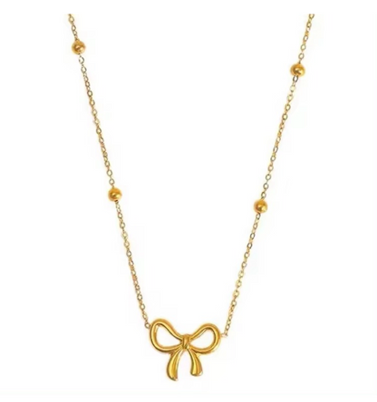 Beads Chain Bow Necklace