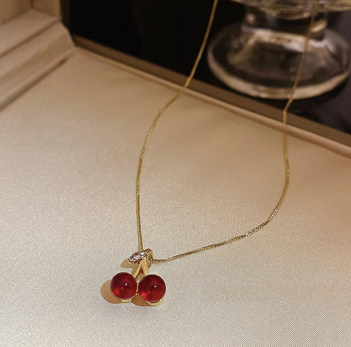 Light Gold Cherry Pendant Necklace
