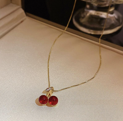 Light Gold Cherry Pendant Necklace