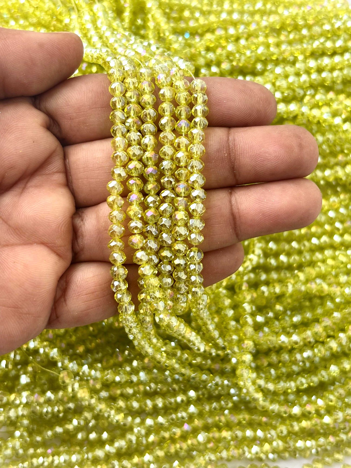 Lime Green Rondelle Crystal Beads 4MM