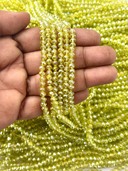 Lime Green Rondelle Crystal Beads 4MM